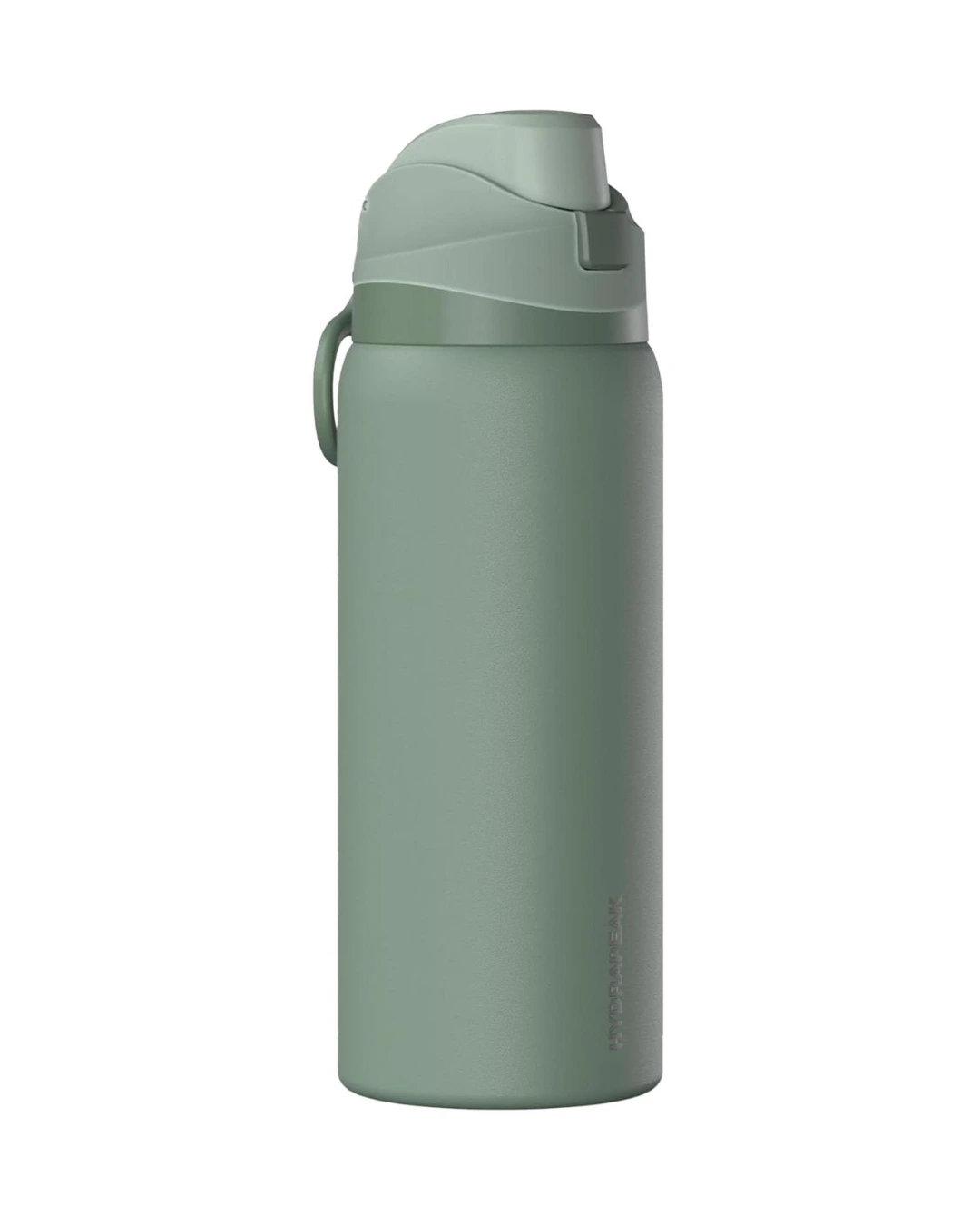 Hydrapeak 32 oz Oasis insulated water bottle in Sage Leaf with a two-tone push-button chug lid and carry handle, ready for a custom engraved logo