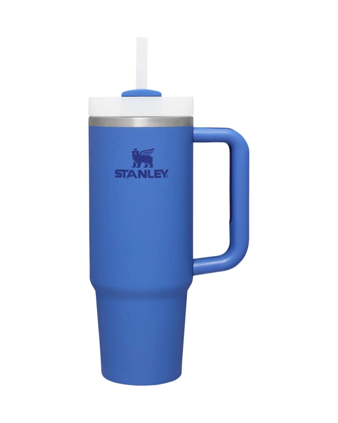 Genuine Stanley 30 oz Quencher in Iris with handle, rotating lid and straw, ready for a custom engraved logo