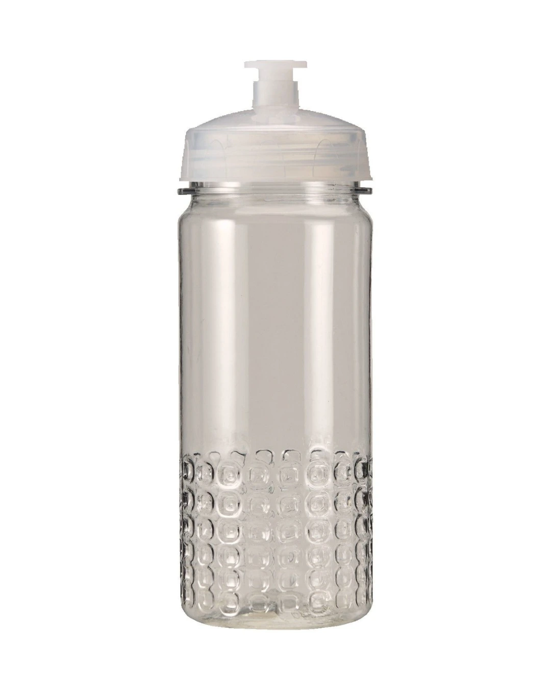 Custom team water bottle, 16 oz translucent clear sports bottle with a push-pull lid and block grip base