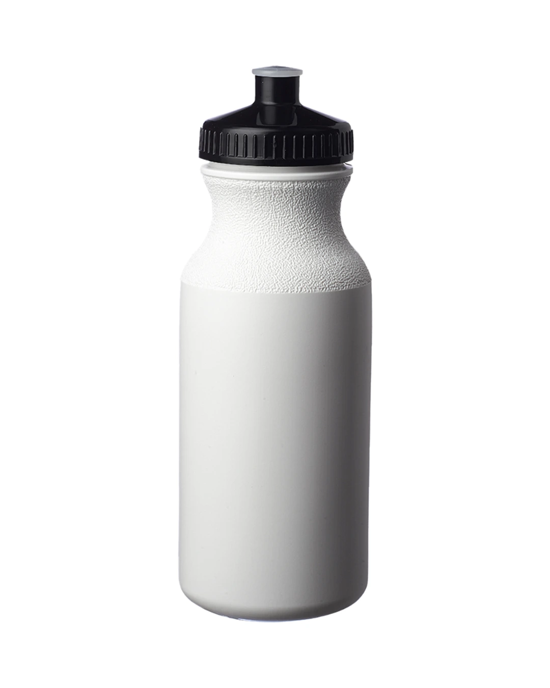Custom water bottle, 20 oz white sports bottle with a black push-pull cap