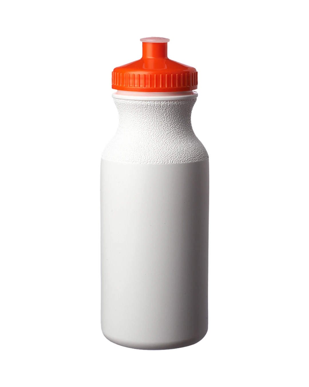 Custom water bottle, 20 oz white sports bottle with a orange push-pull cap