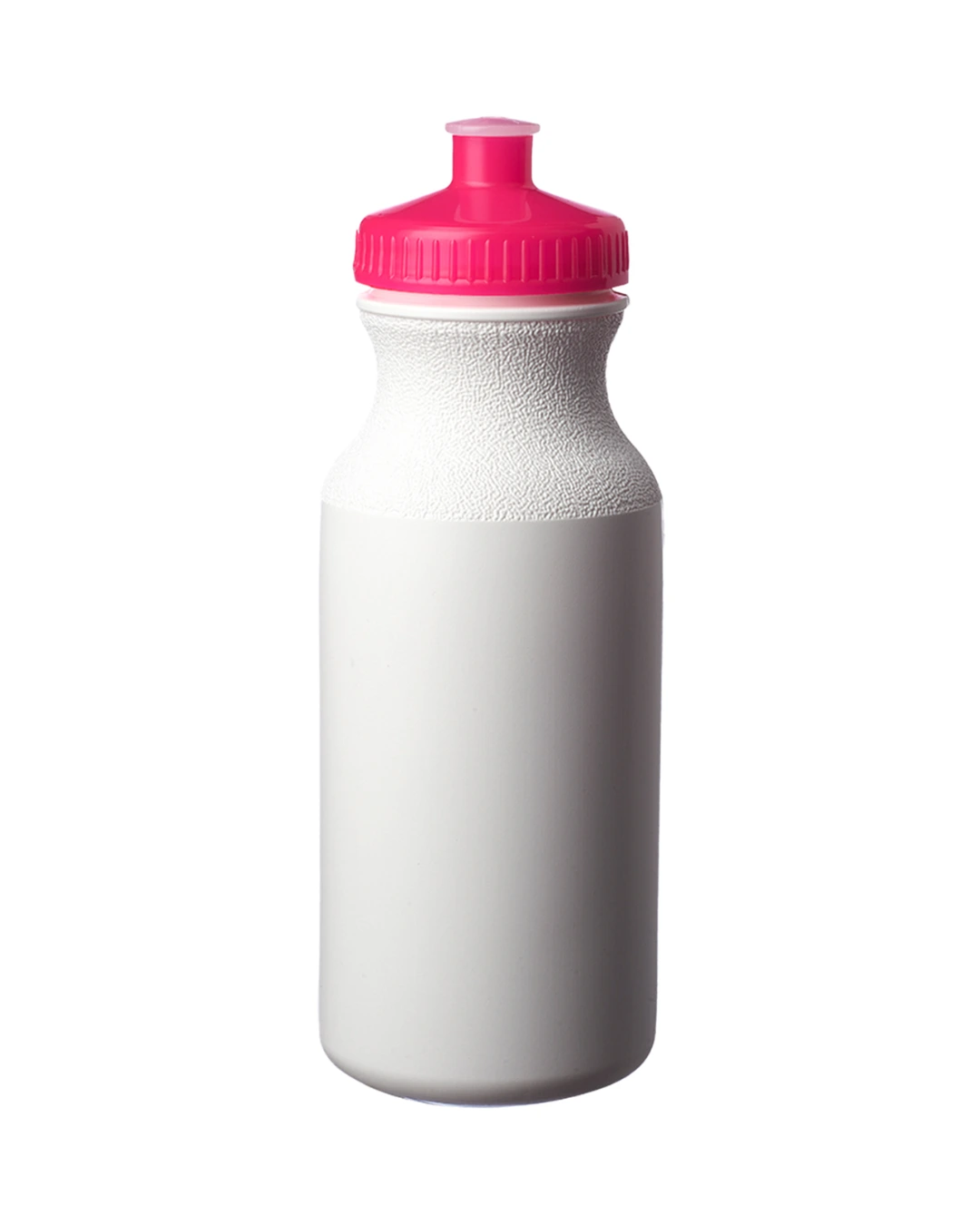 Custom water bottle, 20 oz white sports bottle with a pink push-pull cap