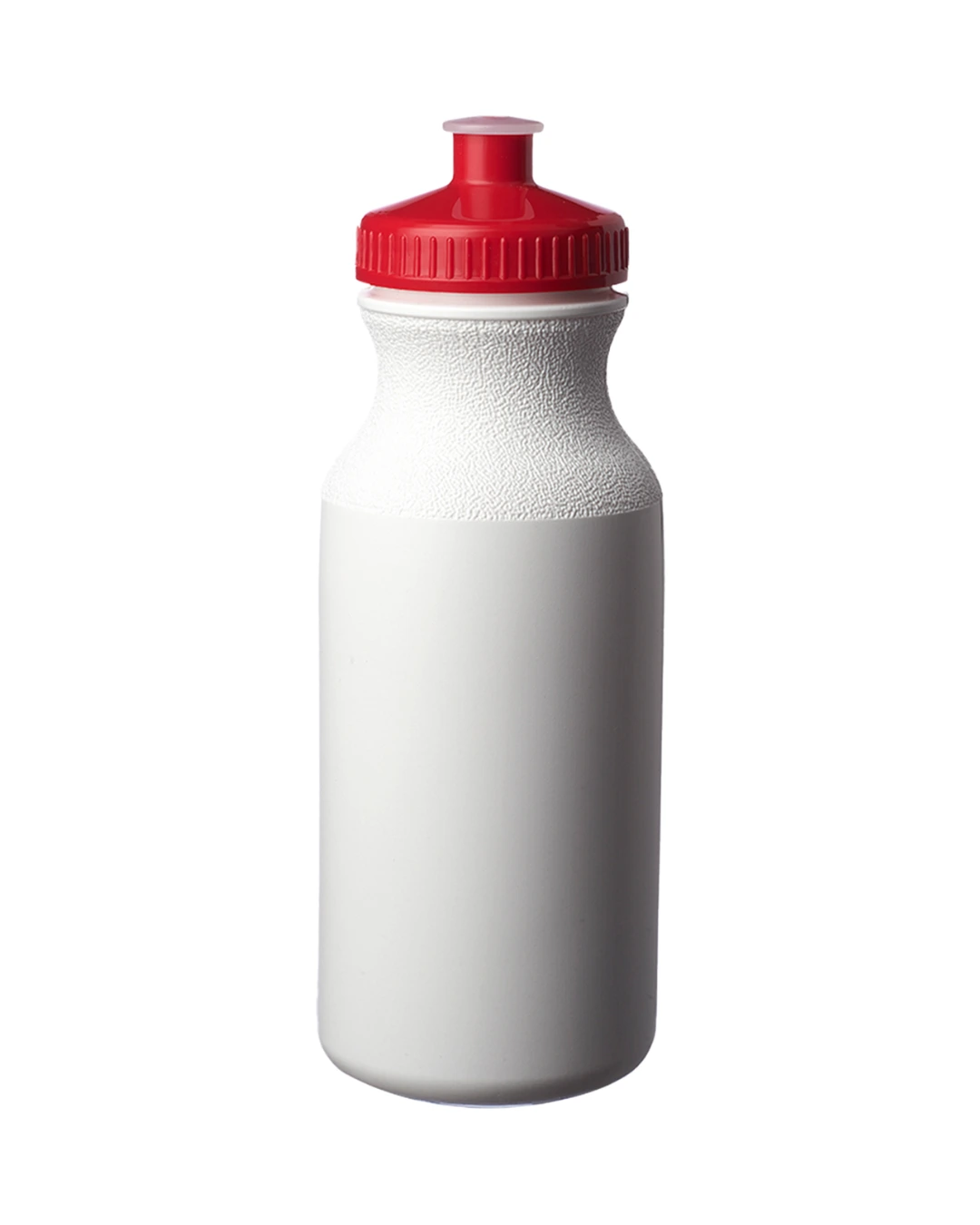 Custom water bottle, 20 oz white sports bottle with a red push-pull cap