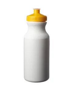 Custom water bottle, 20 oz white sports bottle with a yellow push-pull cap