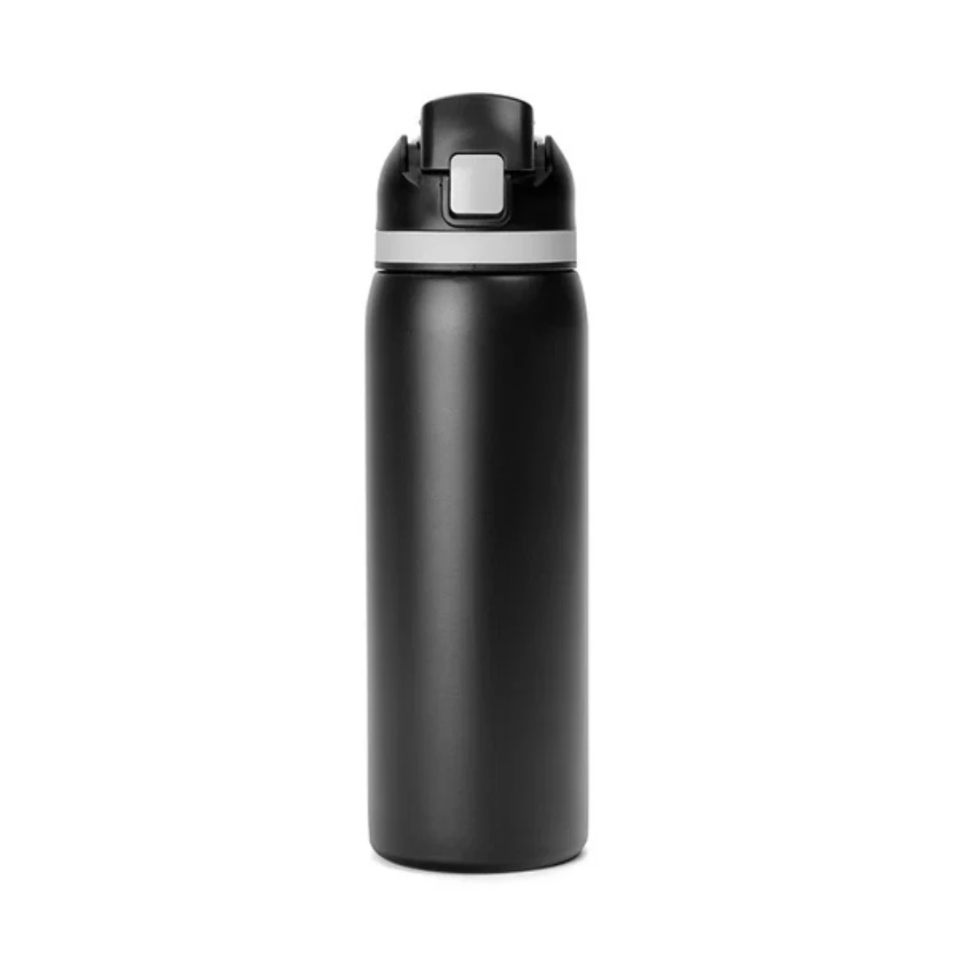 Custom water bottles with straw in Black