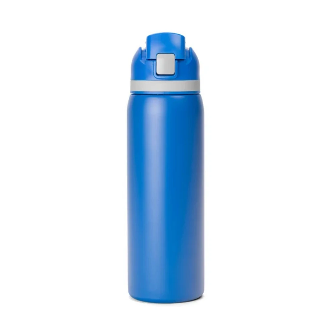 Custom water bottles with straw in Blue