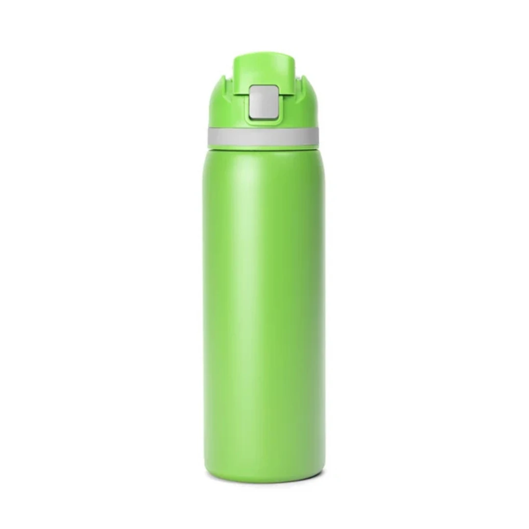 Custom water bottles with straw in Lime Green