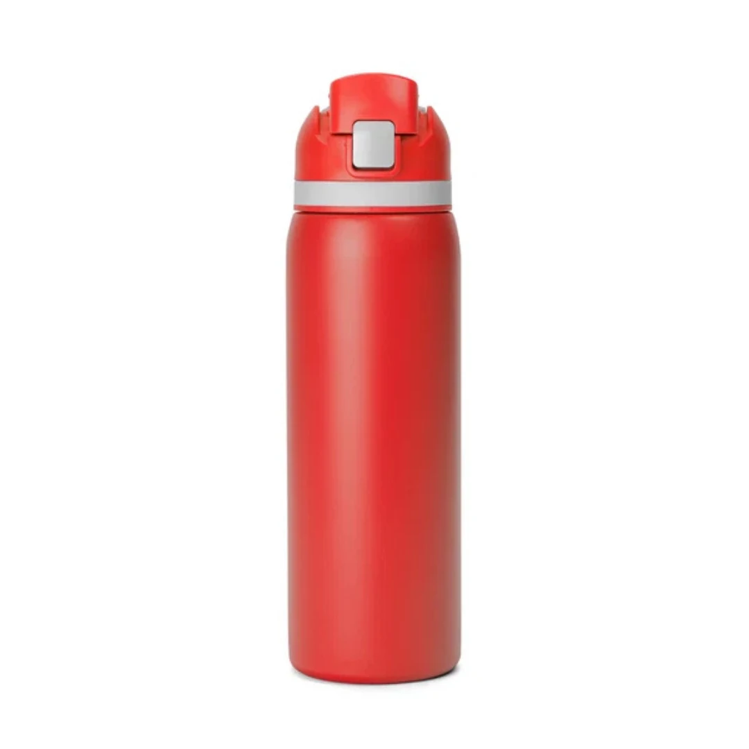 Custom water bottles with straw in Red
